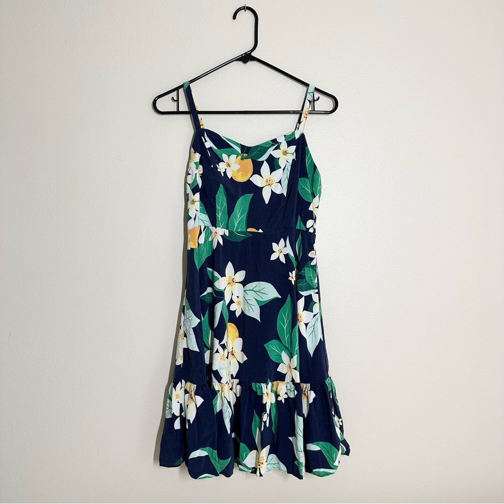 Old Navy Blue Lemon Floral Spaghetti Strap Sun Dress
